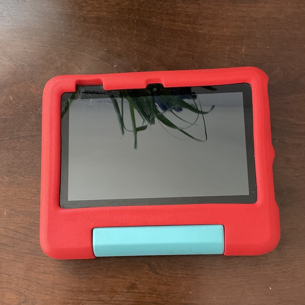 Red Tablet with Protective Case